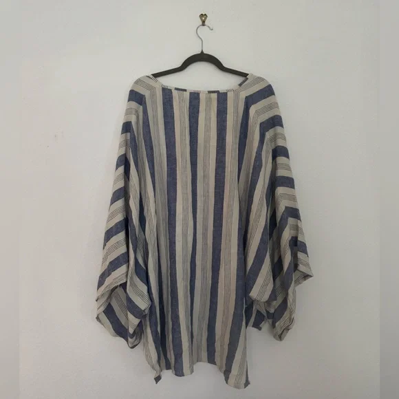 Jen’s Pirate Booty oversized beach coverup in blue and white stripe, M - Picture 4 of 4